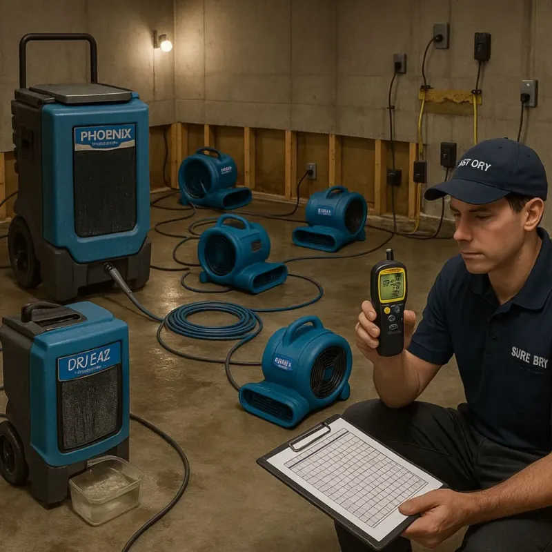 Structural Drying and Dehumidification process in Mount Olive, NC
